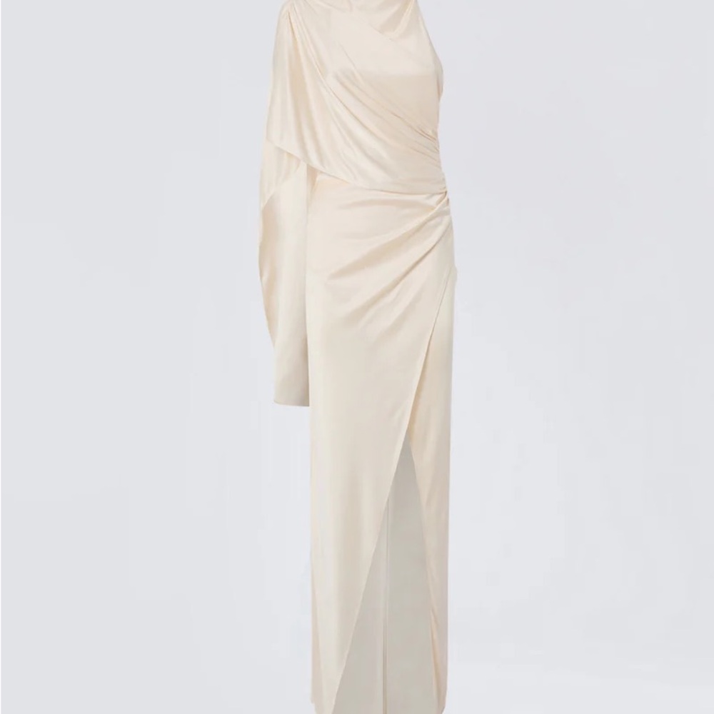 Elegant One Shoulder Cream Gown